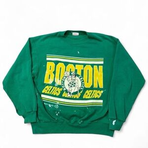Vintage 90s Hanes Boston Celtics pullover crewneck green M mens RARE Flaws Read